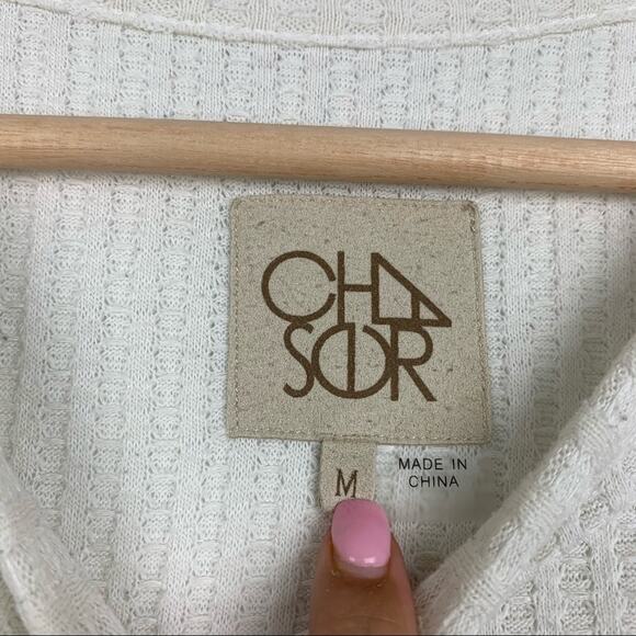 Chaser Waffle Knit Long Sleeve Thermal Top with Button Sleeves Medium - Picture 4 of 11